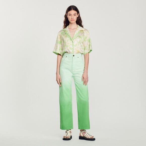 NWT SANDRO Gradient Effect Straight Leg Jean Sz 2 Green - Picture 4 of 13